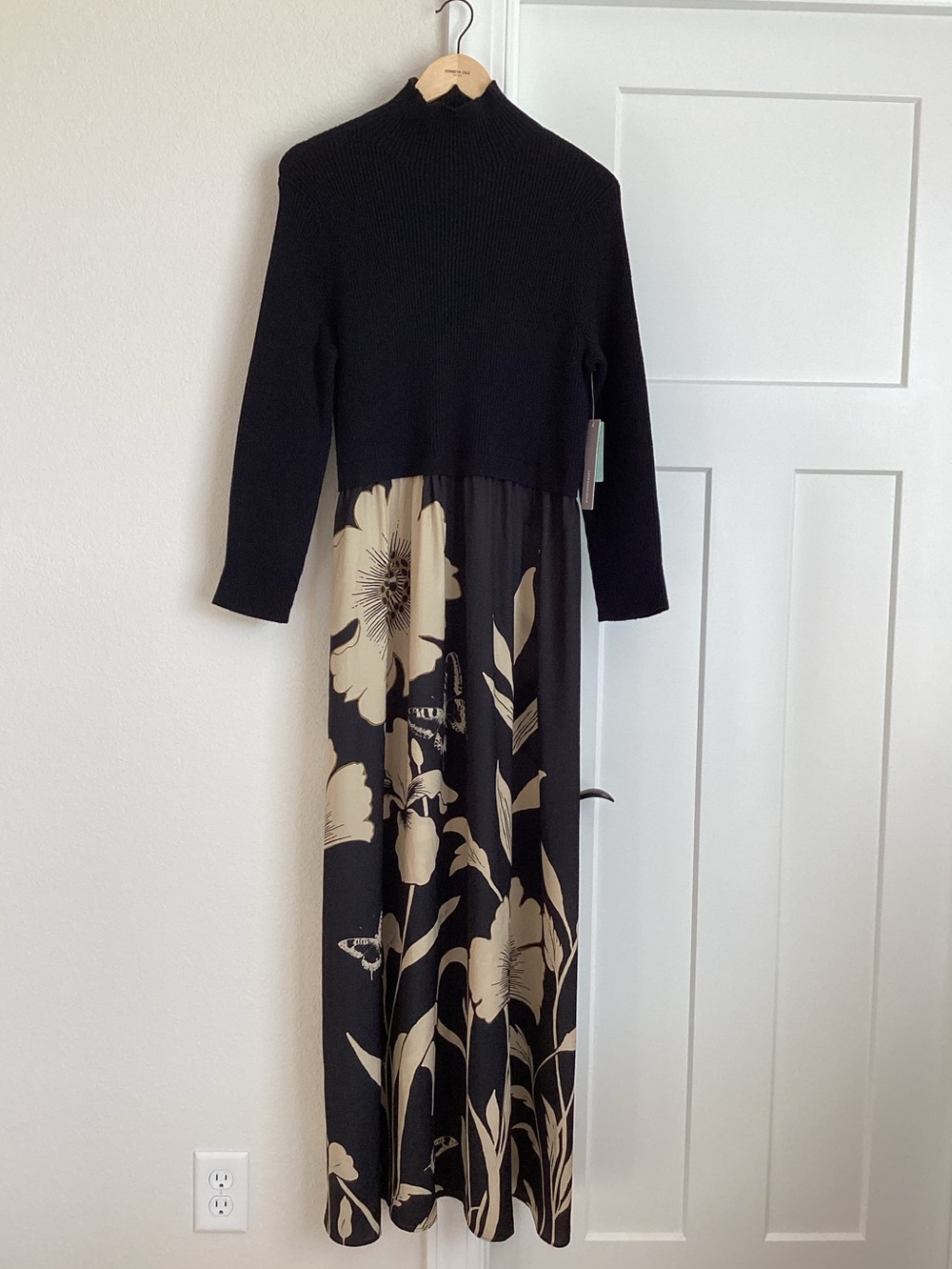 🦋Anthropologie Thea Long Sleeve Twofer Maxi Dress New 2X Butterfly Floral Black - Picture 7 of 16